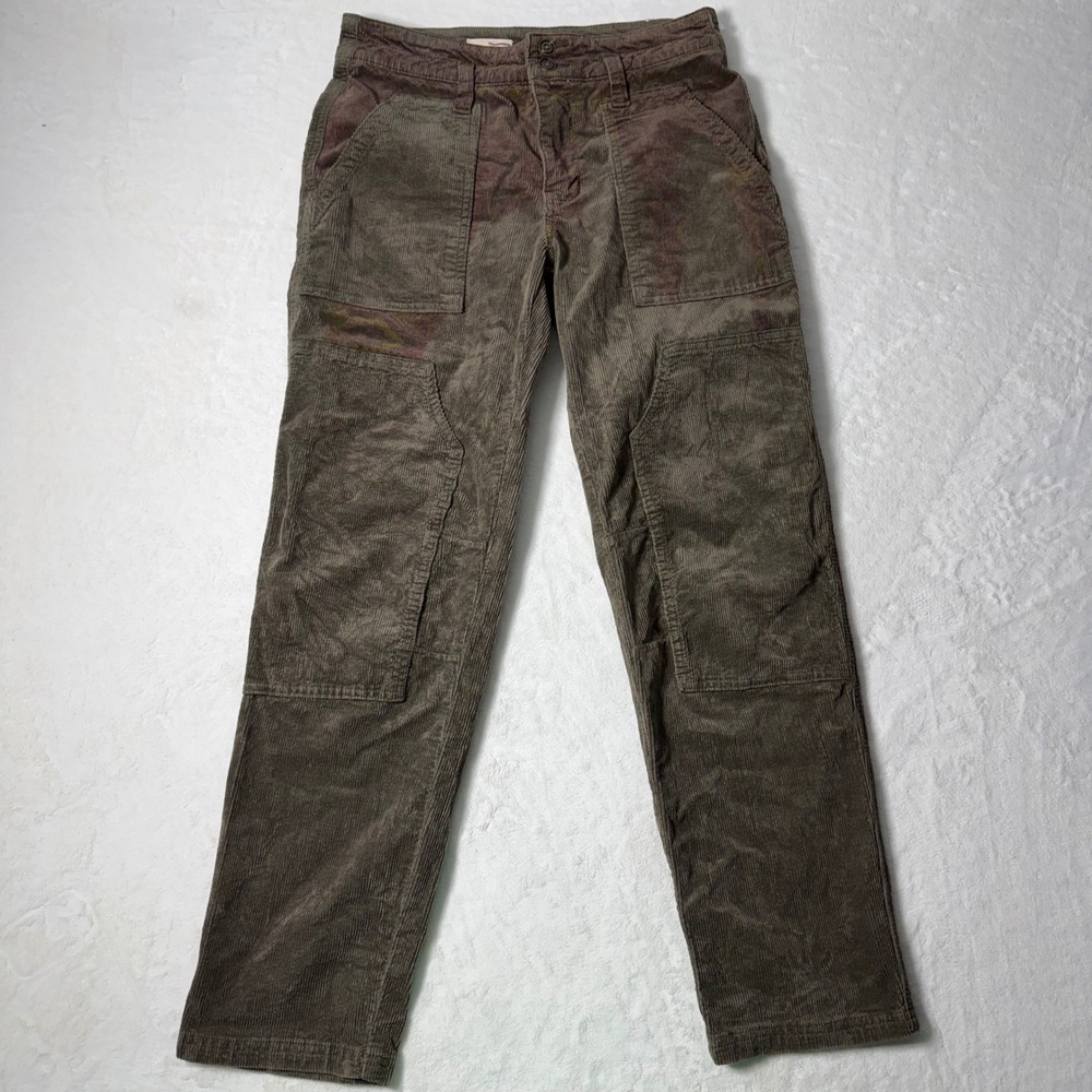 Pilcro Anthropologie The Wanderer Moss Green Corduroy Utility Double Knee Sz 26